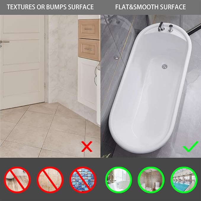 Non-Slip Bath Mat for Tub - Extra Large TPR Bathtub Mat with Suction Cups, Quick-Dry & Easy Clean, Family-Friendly Design (Gray, 36x17 Inch)