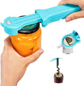 Jar Opener for Seniors with Arthritis, 7 in 1 Bottle Opener and Wine Corkscrew, Easy Grip Kitchen Gadget for Weak Hands Elderly, Retractable Jaw Lid Opener with Magnetic Storage (Teal)