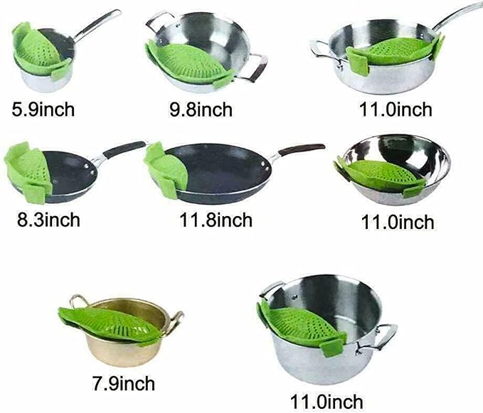 Clip-on Kitchen Food Strainer for Spaghetti, Pasta, Meat, Fruits, Vegetables. Silicone Kitchen Food Strainer for Pots & Bowls