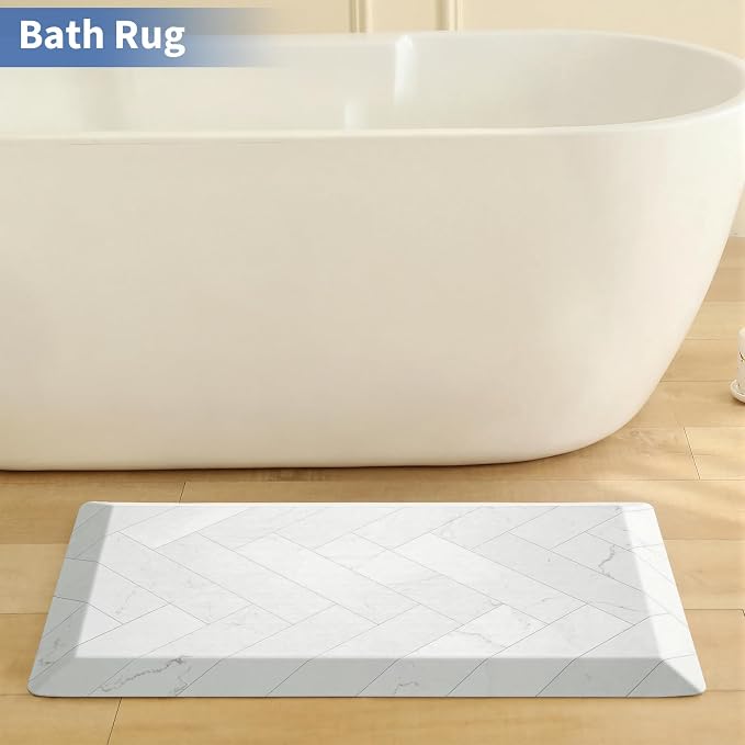 UKISS 9/10 Marble-Pattern Extra Thick Cushioned Kitchen Mat, Non-Slip Waterproof Comfort Memory Foam Standing Desk Mat, Ergonomic Anti Fatigue Floor Mat for Kitchen, Office (Teal, 20" X 32")
