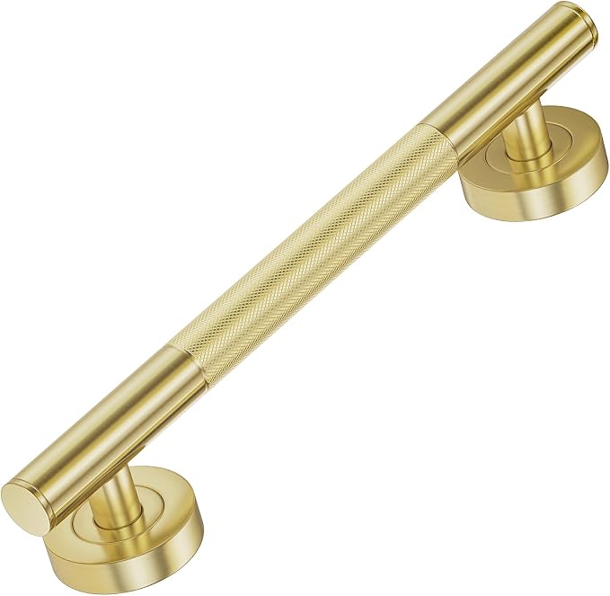 Lava Odoro Gold Shower Grab Bars, 12" Stainless Steel Bathroom Safety Grab Bar, Upgrade Anti-Slip Knurling Shower Grab for Bathtub, Shower Handle for Elderly and Handicap, ADA Compliant SG009-SG-K
