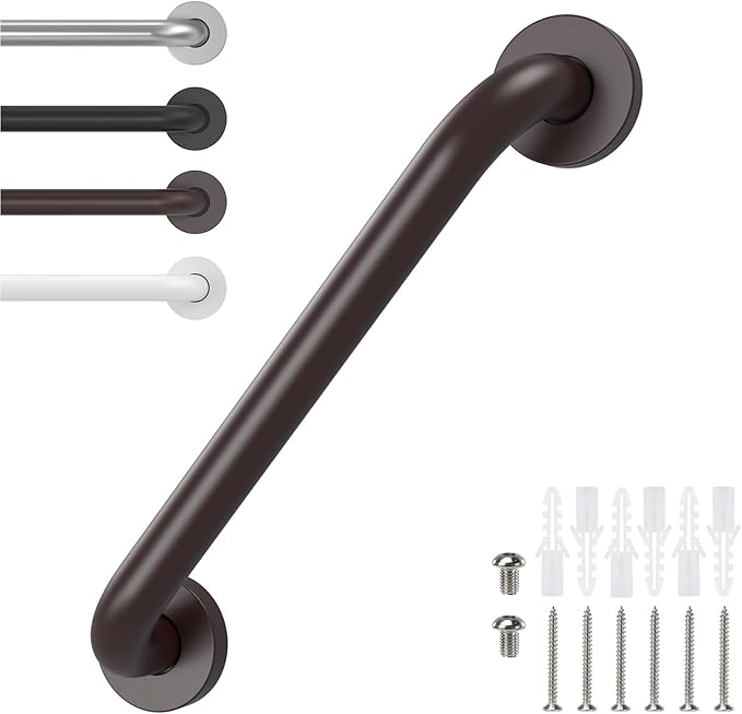 12 Inch Grab Bars for Wall Oil Brown, Safety Shower Grab Bars for Seniors Elderly Handicapped, Handicap Grab Bars for Shower with Concealed Screws, Tesuchan