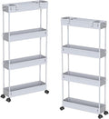 SPACELEAD 2-piece Set Slim Storage Cart 3 Tier,Bathroom Organizer Rolling Utility,Mobile Shelving Unit Slide Out for Office, Kitchen, Laundry Room & Narrow Places