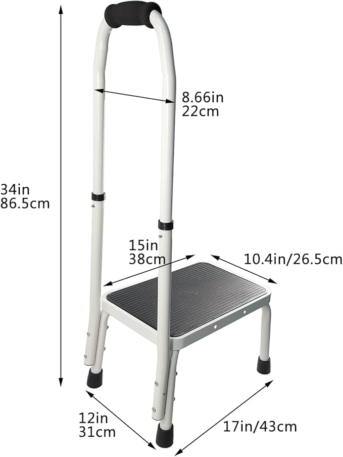 Sattiyrch Step Stool with Handle for Ederly,Sturdy and Lightweight Stool with Anti-Skid Platform,Easy Assmbly,Safely Supports up to 350 Pounds with 9.5 Inch