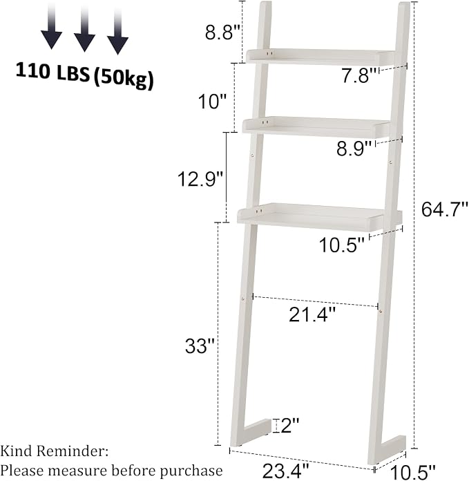 Over The Toilet Storage Shelf Wood, 3-Tier Above Toilet Organizer Rack, Freestanding Above Toilet Shelf for Bathroom, Laundry, Space Saver, White Color.