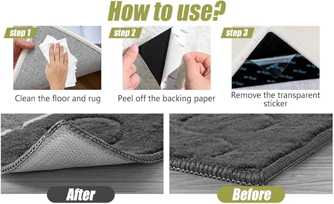 20 Pcs Rug Tape, Non Slip Carpet Tape for Hardwood Floors, Double-Sided Adhesive Rug Stickers Keep Corners Flat, No Residue/BPA-Free