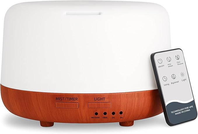 SPLITSKY 300ML Essential Oil Diffuser,Small Room Aromatherapy Diffuser, Quiet 8H Operation, 7-Color LED Light, 4 Timer, Remote Control, Auto-Off, for Bedroom, Living Room, Kitchen, Yoga, Gifts
