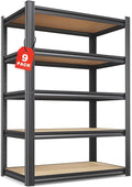 Set of 9-71"H Garage Shelving-5 Tier Garage Storage Shelves,Adjustable Heavy Duty Metal Shelving Unit and Storage Large Rack,Utility Steel Shelf for Warehouse Industrial Pantry Basement,32"Wx14"D
