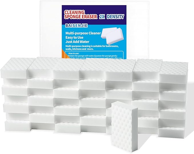 Melamine Sponge,50 Pack 2X Density Magic Sponges Eraser in Bulk,Melamine Foam Cleaner for Kitchen, Bathroom,Bathtub, Sink,Furniture, Wall Cleaner