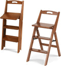 Baveke 3 Step Ladder Folding Step Stool with Handle, Wooden Step Stool Foldable and Kitchen Step Stools for Adults, Closet Stepstool & Collapsible Stool for Kitchen, Home, Indoor（FSC-Certified Bamboo）
