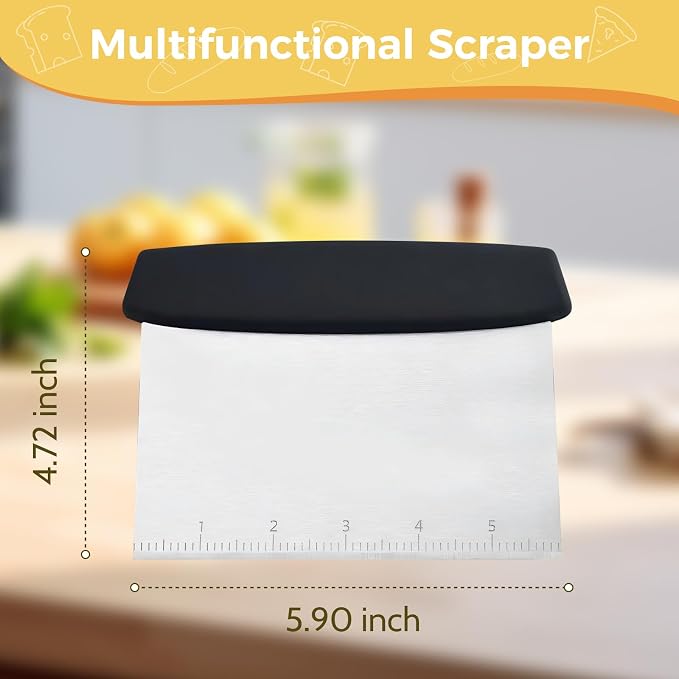 Bench Scraper, Stainless Steel Food Scraper Tool,Dough Scraper and Pastry Cutter With Scale,Food Chopper Baking Supplies Kitchen Gadgets