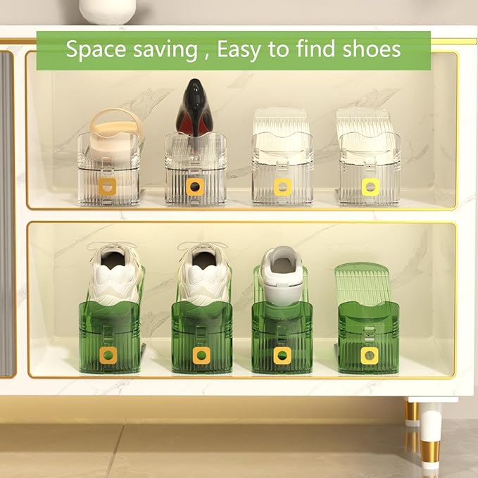 CiBiZi Adjustable Shoe Slots Organizers Clear Shoe Space Saver Shoe Stacker Shoe Rack Holder Oraganizers for Closet Cabinet Storage Clear 6PACK