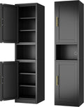 Ckzbx Tall Narrow Storage Cabinet 66.93" H Tall Bathroom Cabinet Metal Pantry Cabinets, 4 Adjustable Shelves for Kitchen, Home Office, Living Room, Dinning Room (16 inches Wide Black)
