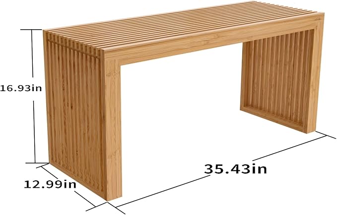 APRTAT Bamboo Dining Bench, 35 inch Farmhouse Decor Indoor Kitchen Table Bench, Entryway Shoe Rack Bench Solid Bamboo Benches for Living Room, Hallway, Bedroom, Bathroom