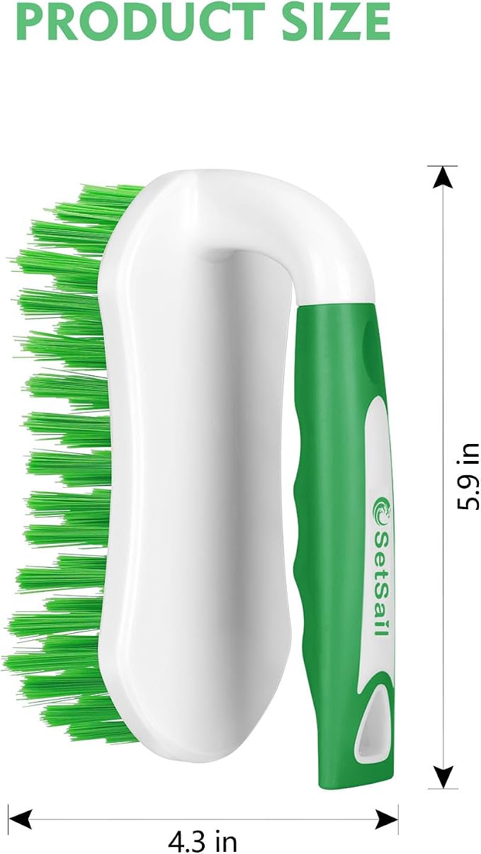 SetSail Scrub Brush, Heavy-Duty Scrub Brushes for Cleaning with Stiff Bristles Cleaning Brush for Shower, Bathroom, Carpet, Kitchen and Bathtub Scrubber - 2 Pack Green