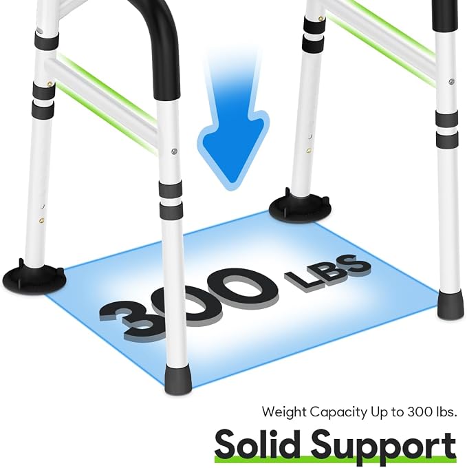 Delog Stand Alone Toilet Safety Rail - Adjustable Width & Height Fit Any Toilet, Medical Toilet Frame for Elderly Handicap Disabled (Black)