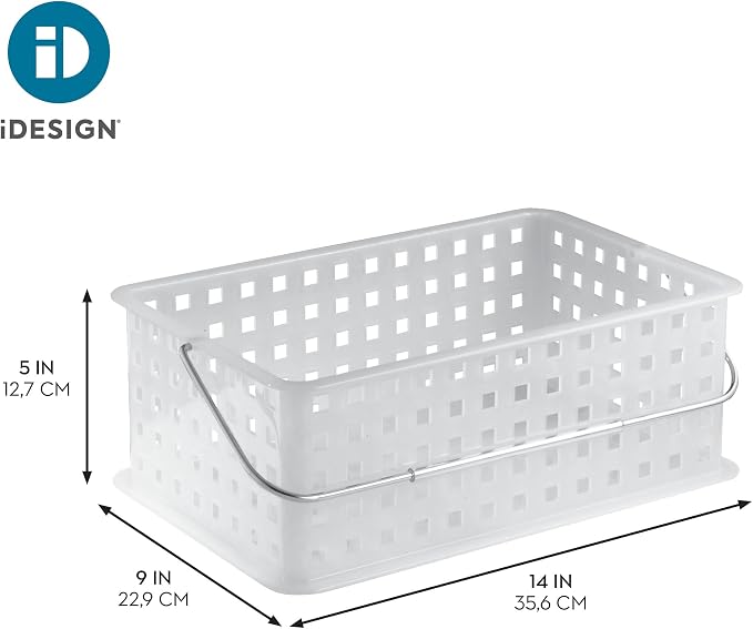 iDesign Portable Shower Caddy Basket with Handle for Dorm or Bathroom - Clear/Frost - Made in USA