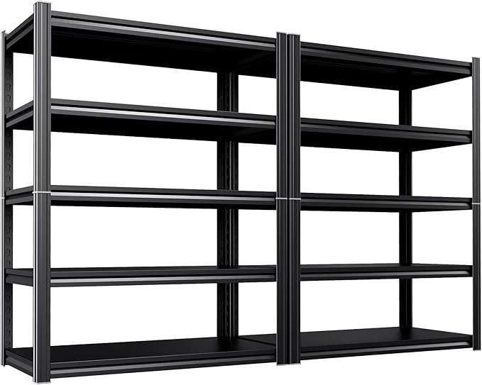 2-Pack Heavy Duty Garage Shelving for Large Storage & Garage Organization, 71"H x 46"W x 20"D Adjustable 5-Tier All Metal Storage Shelf for Tools, Storage Bins, Bulk Items, Warehouse & Workshop