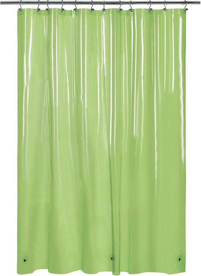 Barossa Design Clear Green Long Shower Curtain Liner 78" Height - 3 Magnets & Waterproof Lightweight PEVA Shower Liner for Bath Tub, PVC Free, Metal Grommets, Clear Green, 72x78