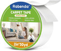 Rabenda Double Sided Carpet Tape - 2 Inch x 30 Yards Removable Rug Tape for Hardwood Floors, Tile & Laminate - No Residue Strong Hold Anti Slip Gripper for Area Rugs, Mats & Carpets