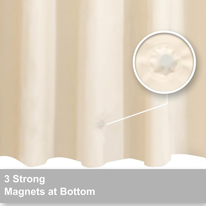 Barossa Design Beige Shower Curtain Liner - Premium PEVA, BPA & PVC Free, No Chemical Smell, Lightweight Standard Size Shower Curtain with 3 Magnets, Metal Grommets - Beige (Pack of 2)