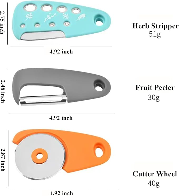 Kitchen Gadgets Set 6 Pieces, Space Saving Cooking Tools Kitchen Accessories-Garlic Grinder, Cheese Grater, Vegetable Peeler, Pizza Cutter, Herb Stripper, Bottle Opener, Gadgets Gift Set (Multicolor)
