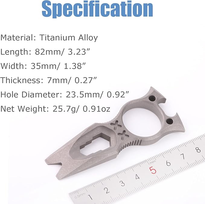 Hamans Pry Bar Multi Tool Titanium with Wrench Bottle Opener Pry Bar Function Mini Portable