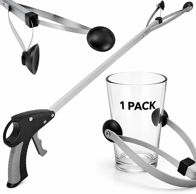 Vive Suction Cup Grabber Reacher 32" - Elderly Grab It Reaching Pickup Tool Heavy Duty for Seniors - Trash, Sticks, Litter Picker Upper - Extra Long Reach Handle & Handy Extension Arm Claw