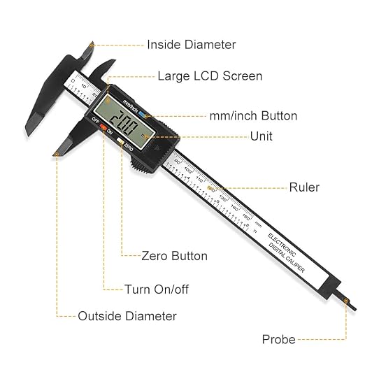 Digital Caliper, Sangabery 0-6 inches Caliper with Large LCD Screen, Auto - Off Feature, Inch and Millimeter Conversion Measuring Tool, Perfect for Household/DIY Measurment, etc