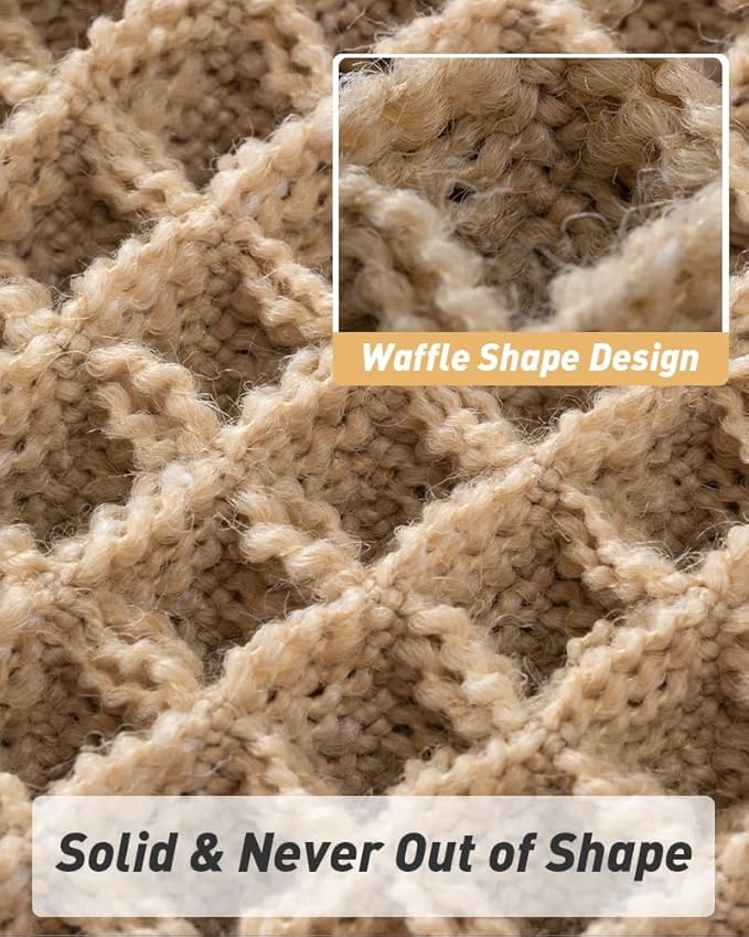 AMOAMI Upgraded Waffle Bath Mat, Super Absorbent Non Slip Bath Mats for Bathroom Floor, Washable Bathroom Rugs with Tassels, Rubber Backed Bathroom Mats, Ultra Soft, 20" x 32", Brown