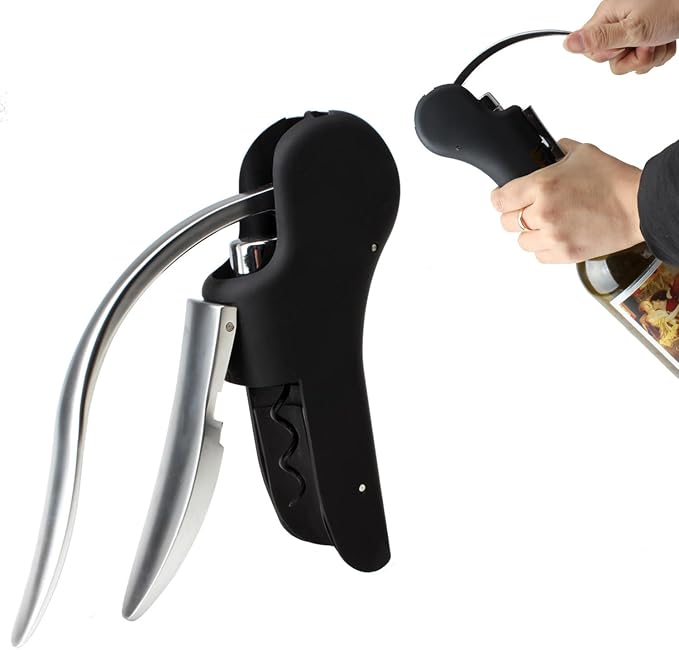 LeLehome Manual Wine Opener Compact Vertical Corkscrew Heavy Duty Stainless Steel Bottle Opener Bar Tool with Gift Box