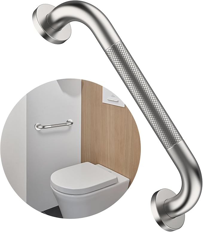 12 Inch Anti Slip Grab Bars for Wall,Munzong Stainless Steel Bathroom Grab Bars for Bathtubs and Showers,Brushed Nickel Knurled Handicap Balance Bar,Safety Hand Rail Support Elderly Senior Bath Handle