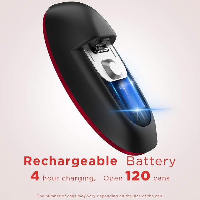 Canslab Ultrablade PRO Auto Stop USB Rechargeable Can Opener for Kitchen for Seniors with Arthritis, Long Battery Life, Handfree One Touch, Side Cut for Smooth Edge, Wall Mounted Small Size, Red