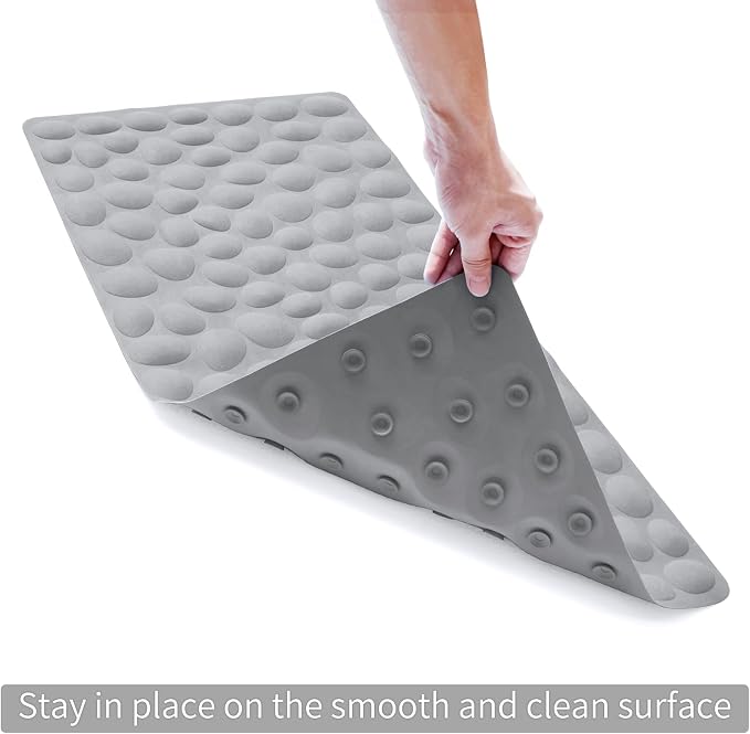 Non-Slip Bathtub Mat OTHWAY Soft Rubber Bathroom Bathmat with Strong Suction Cups (Grey)