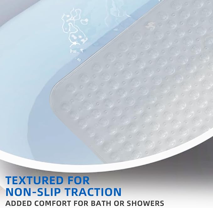 ZHICHENG Bath Mat - Shower Mat Non Slip - Long 31.88 x 15.74 Inch Bathroom Mats for Tub Nonslip - Anti Slip Bathmats - Bathtub Mat Non Slip with Massage Particles (Transparent)