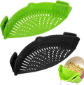 YEVIOR Clip on Strainer for Pots Pan Pasta Strainer, Silicone Food Strainer Hands-Free Pan Strainer, Clip-on Kitchen Food Strainer for Spaghetti, Pasta, Ground Beef Fits All Bowls and Pots (2P)