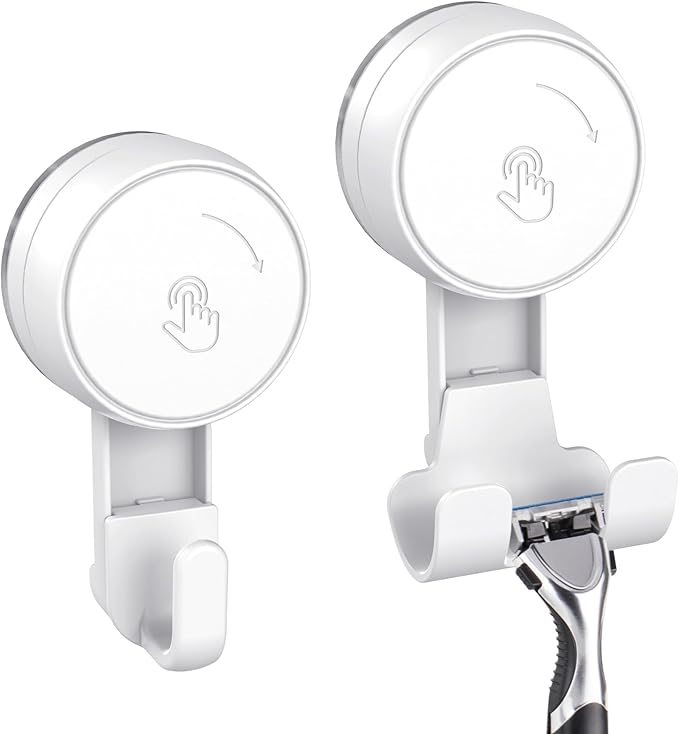 LUXEAR Suction Hooks Powerful Vacuum Suction Cup Hooks-1PACK Razor 1pack Single White