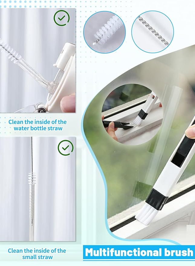 20Pcs Crevice Cleaning Brush Set, Hard Bristle Scrub Brushes Tools for Deep Cleaning Gap,Window Groove Cleaning Brush for Sliding Door, Sill, Tile Lines, Shutter, Corner, Sink, Teapot, Bottle