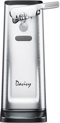 Davivy Electric Can Opener, One Touch Lid Opener, Removable Stainless Steel Cutter and 3-in-1 Design, with Sharpener and Bottle Opener (Stainless Steel-Black)