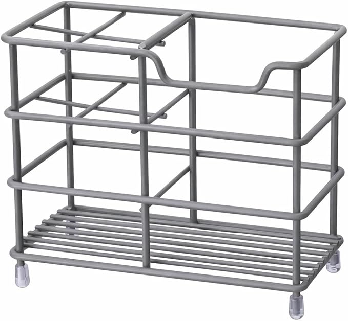Urbanstrive 304 Stainless Steel Bathroom Toothbrush Holder Toothpaste Holder Stand Bathroom Accessories Organizer (Grey, Small)