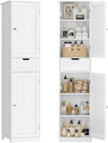 TEENFON 67" H Tall Bathroom Cabinet with 2 Doors & 1 Drawer, Narrow Bathroom Storage Cabinet with Adjustable Shelves, for Living Room, Entryway, Kitchen, White
