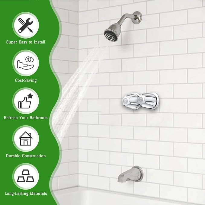 Shower Knob Replacement Compatible with Price Pfister Contessa & Windsor Tub and Shower Faucet Shower Knobs, Shower Knobs 2 Piece Replacement for Pfister Shower Handle Replacement (Chrome)