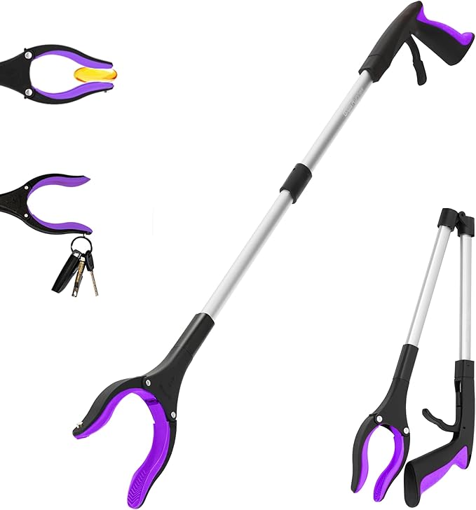 Grabber Reacher Tool - 32” Reacher Grabber Tool with Strong Magnetic and Swivel Head - Heavy Duty Pick Up Stick Grabbers for Seniors, Trash, Surgery Recovery Must Haves Gifts(Purple)