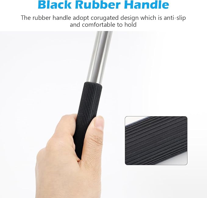Manual RV Awning Rod Opener Easy Reach Telescopic Puller 13-3/4" to 44-3/4" Stainless Steel Silver & Black - 1pack