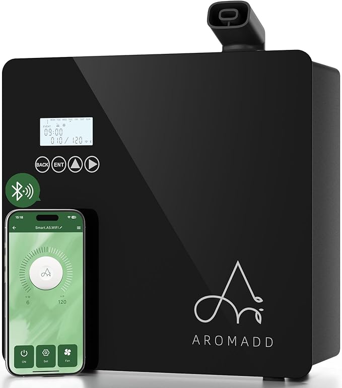 2025 Upgraded 3500 Sq.Ft Smart Scent Diffuser - HVAC System, Whole House Aroma & Hotel Collection Diffuser, Waterless Essential Oil Diffuser for Home Large Room, Cold Air Tech, 600mL (Black)