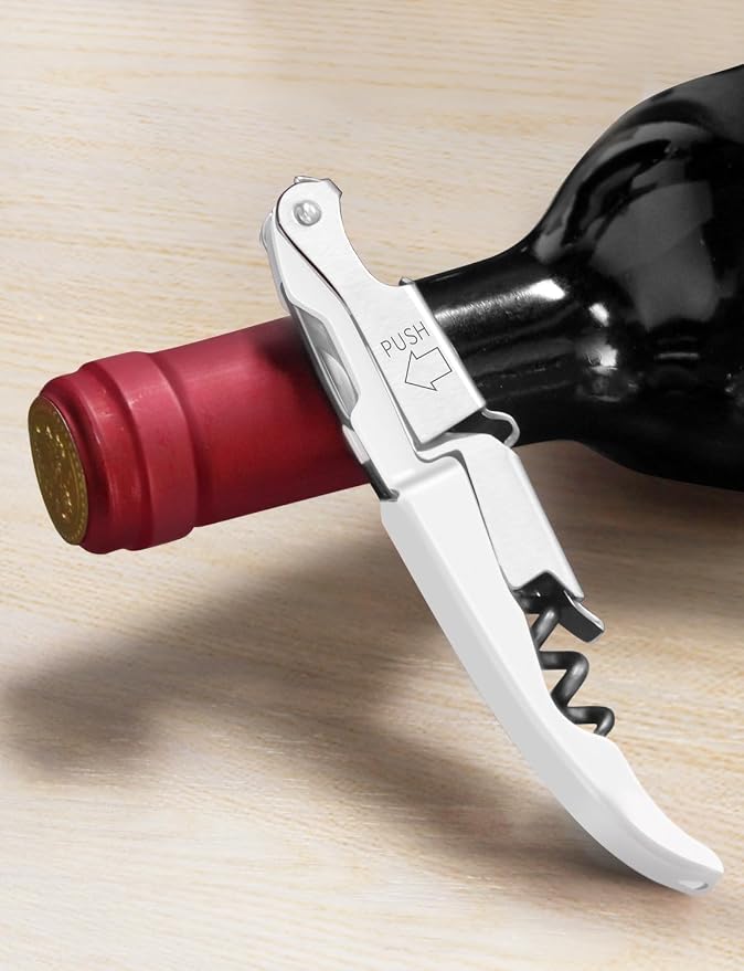 CORKAS Wine Key - Professional Handcrafted Heavy Duty Waiter Corkscrew, Compact Wine Opener with Double Hinged, Foil Cutter and Bottle Opener, Gifts for Servers, Sommelier, Bartenders - White