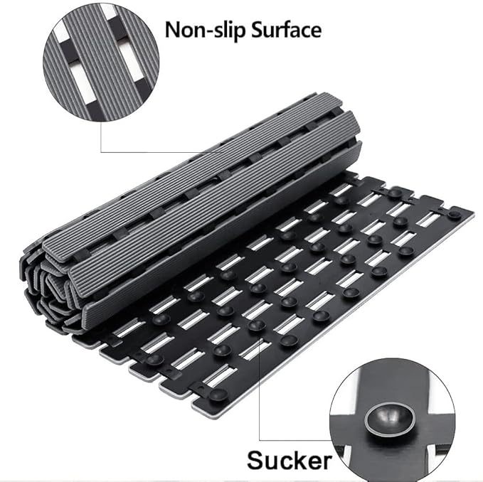 BEMISO Shower Mat Non Slip Bathtub Mat with Suction Cups and Drain Holes 37.4 x15.7 Inch Bath Mat for Tub & Shower.Easy Dry,Easy to Cut,Eco-Friendly