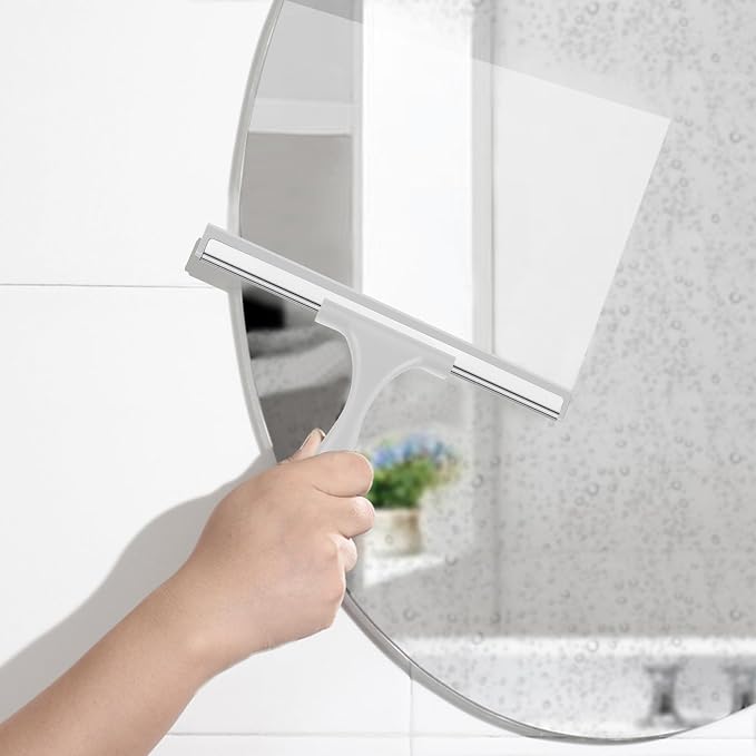 SetSail Shower Squeegee for Glass Doors All-Purpose Squeegee for Shower Glass Heavy Duty Window Squeegee with Hook for Tile, Sink, Mirror, Car Windshield Cleaning 10 Inches, All Grey