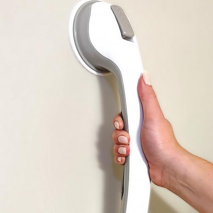 Safe-er-Grip Changing Lifestyles Suction Cup Grab Bars for Bathtubs & Showers; Safety Bathroom Assist Handle,White & Grey,16 Inches,(Pack of 3)