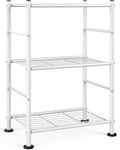 Sakugi Storage Shelves - 3 Tier Shelf Organizer, Sturdy Metal Garage Shelving with Adjustable Leveling Feet, Space-Saving Shelves Organizer for Pantry, Laundry, Kitchen (18" x 12" x 30", White)